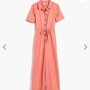 Madewell wide-leg utility jumpsuit in dried coral